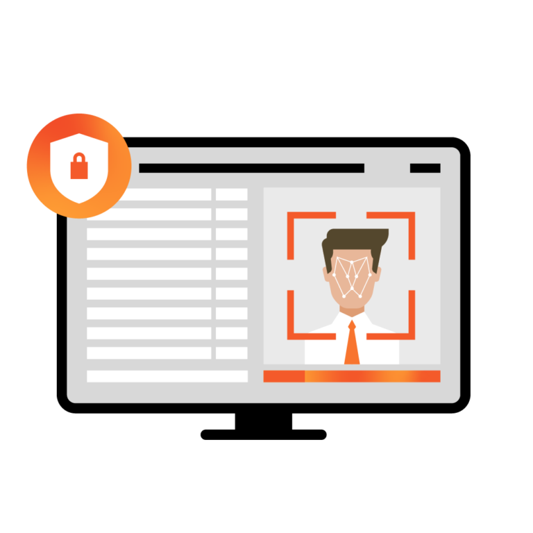 an illustration of a screen with an identity verification check